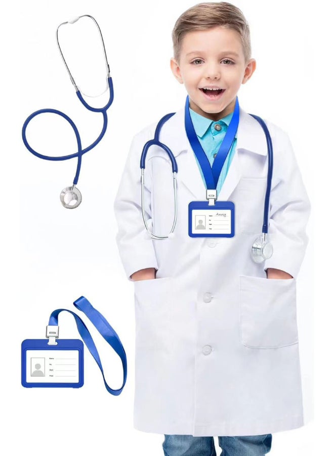 Medical Professional Children’s Career Role Play Set with Doctor Coat, Stethoscope and ID Badge, Kids Pretend Play Outfit for Dress-Up and Imaginative Play 7to9 years 130cm - Image 1
